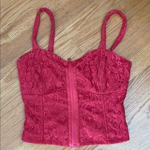 Charlotte Russe Lace Bustier/Crop Tank